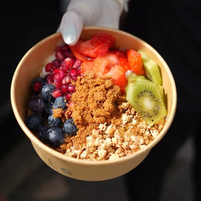 Granola and Greek yoghurt bowl with fresh fruit, Jaggerz Takeaway Narberth